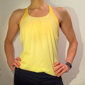Yellow Lulu Workout Tank with Bra